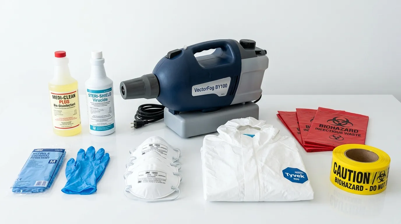 Professional biohazard remediation crew working in Santa Fe Springs